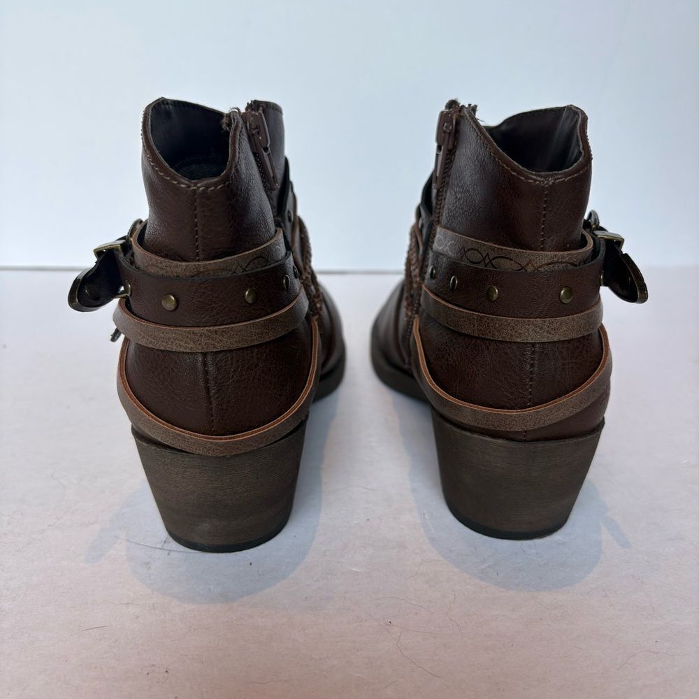 Pop Women's Brown Ankle Boots Side Zipper Size 6.5M - Picture 5 of 11